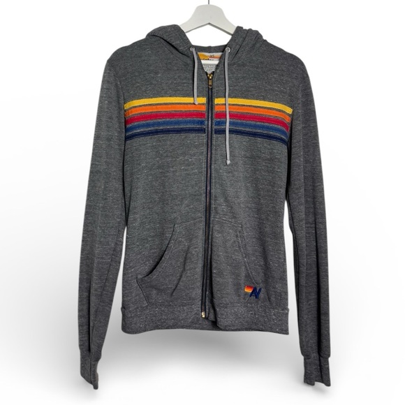 AVIATOR NATION  5 STRIPE HOODIE - HEATHER GREY - Picture 2 of 8